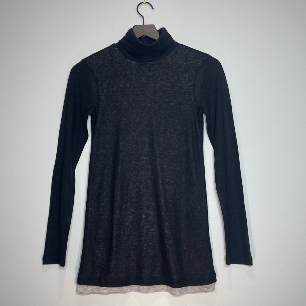 White Label Wool Blend Women’s Black Turtleneck Soft Gray Lining Size 0